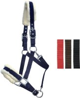 Euroriding Halfter Plüsch Nylon  Schwarz/Fur Natur...