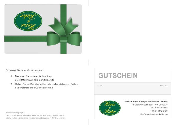 Horse &amp; Rider Geschenkgutschein