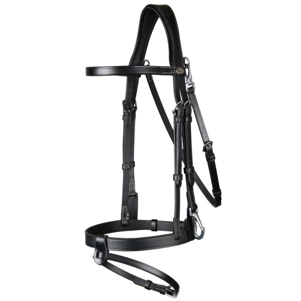 Dyon working collection Trense aus Flachleder mit Karabinern schwarz